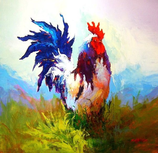 Курица акриловыми красками