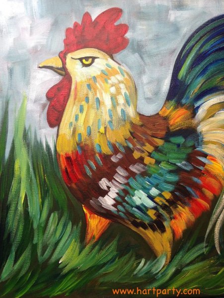Рисунок акрилом петуха