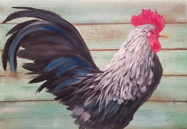 Петух масляными красками