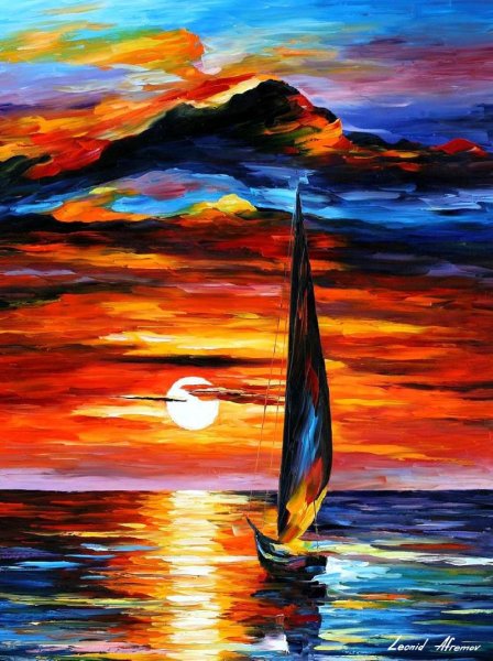 Леонид Афремов парусник закат