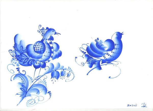 Гжельская роспись Гжельская птица