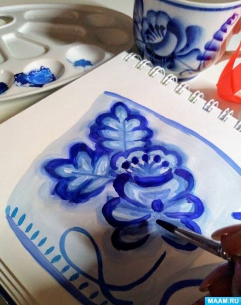 Детские работы гжельской росписи