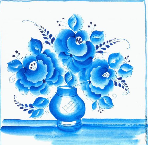 Гжельские цветы рисование с детьми