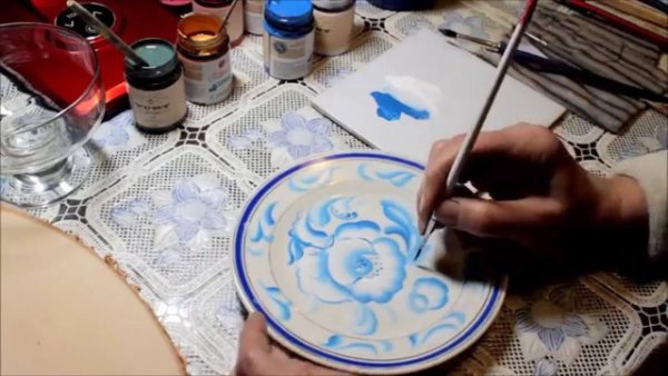Гжель акриловыми красками