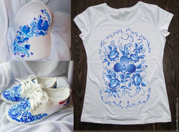 Гжельская роспись на одежде