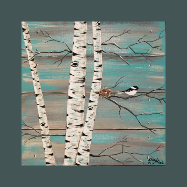 Нарисовать березу акрилом