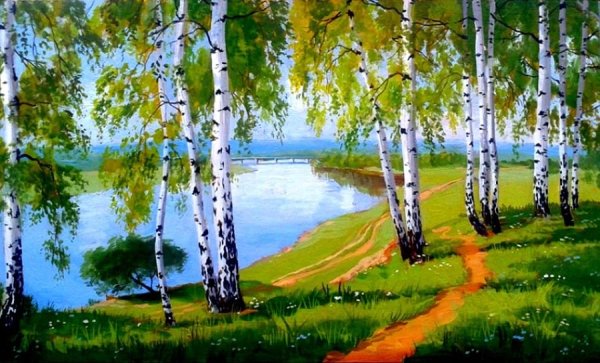 Березы акрилом