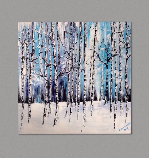 Этюд ствола березы акварелью