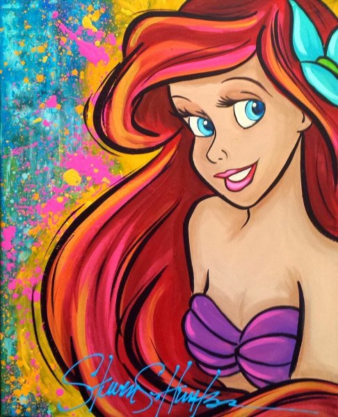 Ариэль Русалочка красками
