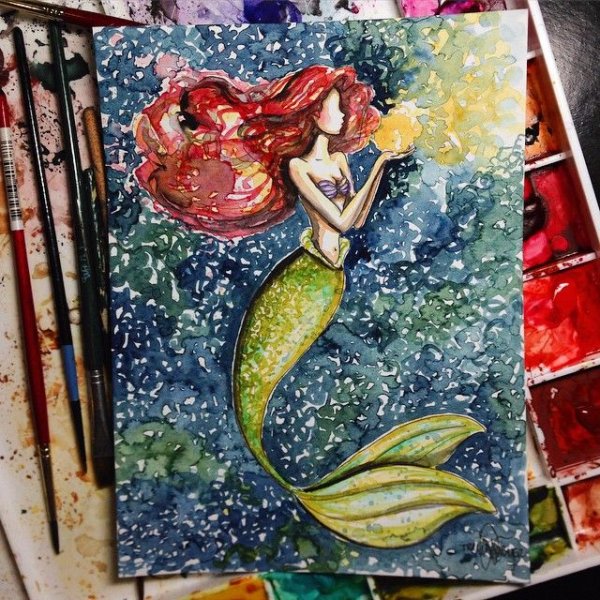 Ариэль рисунок акварелью