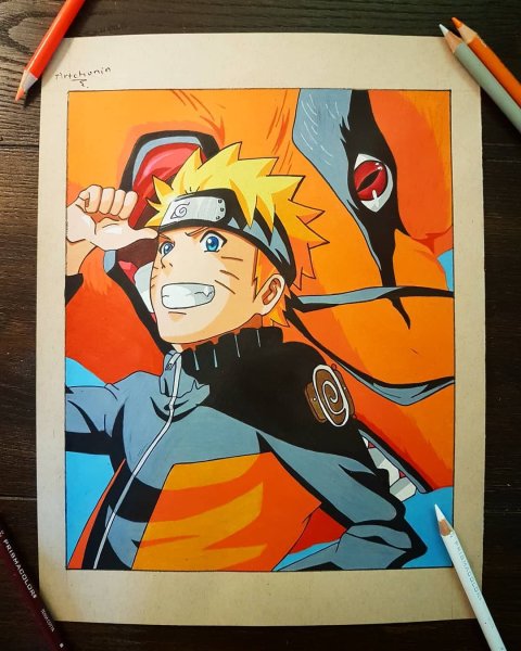 Наруто рисунок акрилом