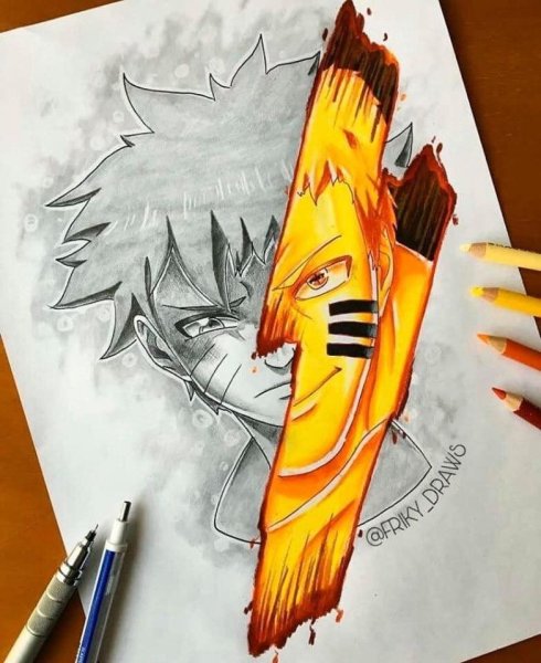 Наруто рисунок красками