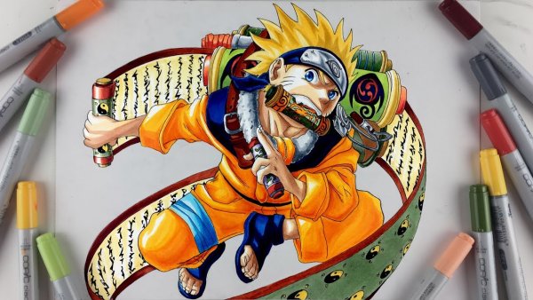 Наруто фломастерами