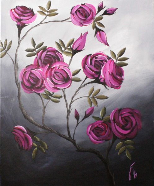 Рисование цветов акриловыми красками