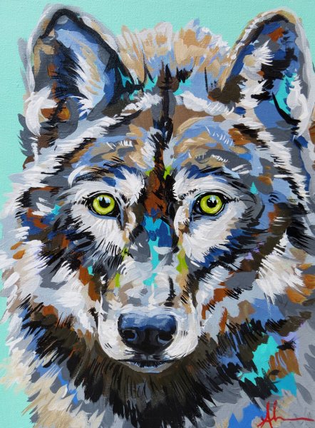 Волк акрилом