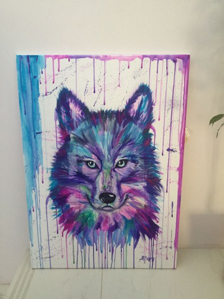 Волк акрилом на холсте