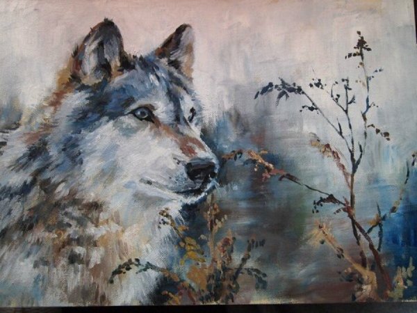Волк маслом живопись