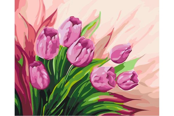 Букет тюльпанов красками