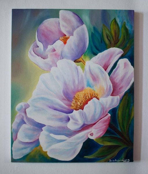 Цветы акрилом на холсте