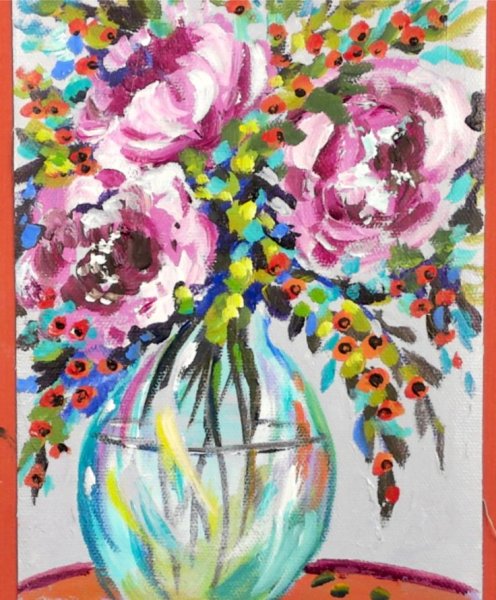 Рисование цветов акрилом