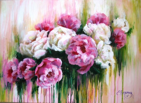 Пионы акрилом