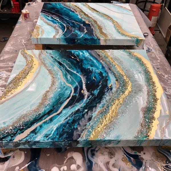 Картина эпоксидной смолой мрамор