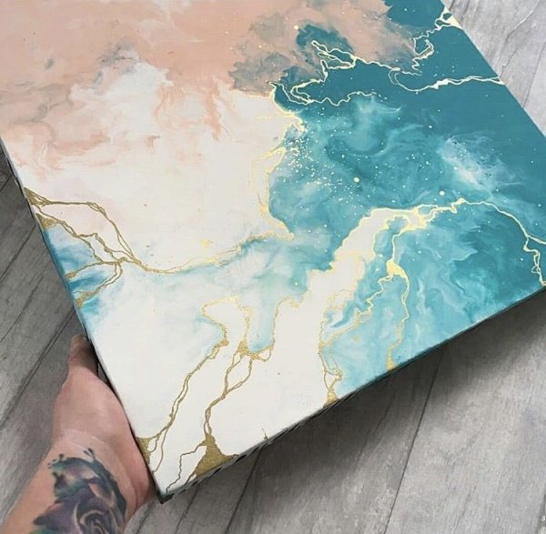 Флюид арт мрамор акрилом