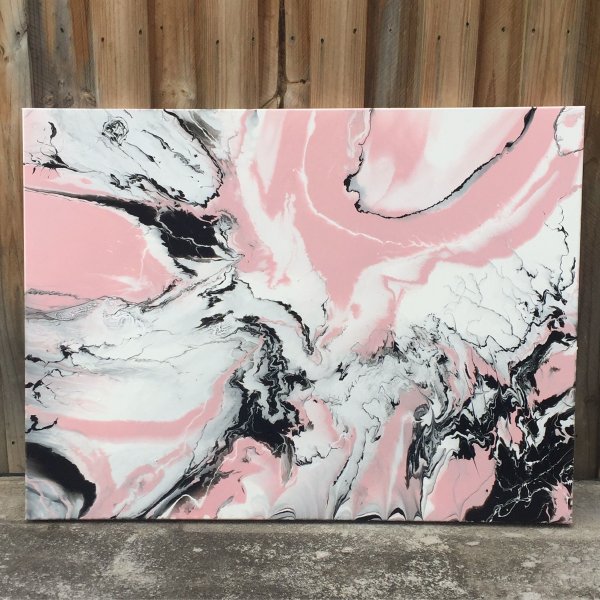 Жидкий акрил картина розовая