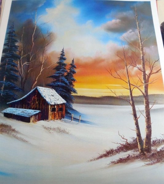 Боб Росс зимний пейзаж