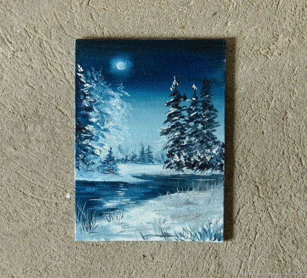 Зимние картины акрилом