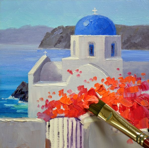 Картины Санторини Греция маслом