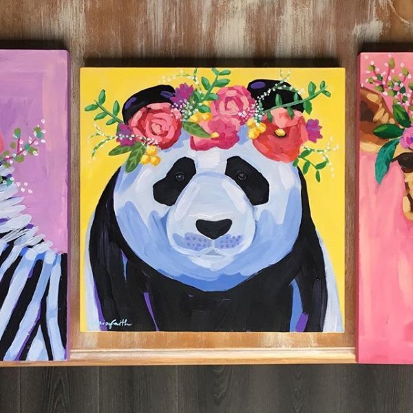 Панда акрилом на холсте