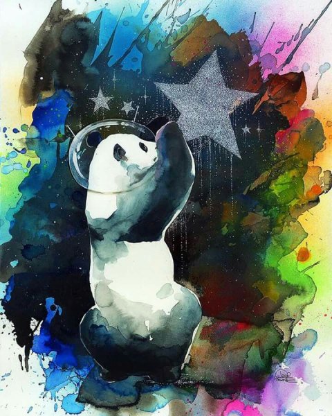 Картина акварель Панда