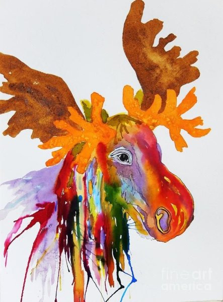 Лось красками