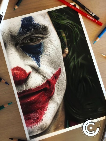 Джокер рисунок карандашом Хоакин Феникс