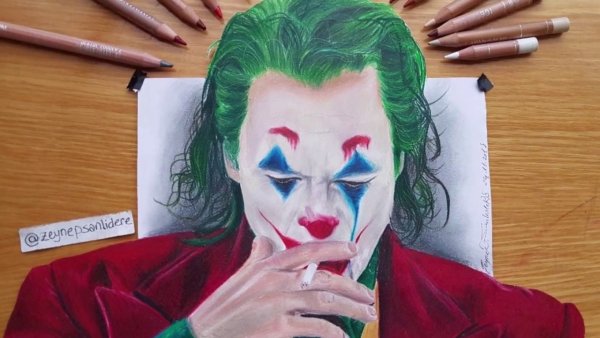Джокер Хоакин Феникс лёгкий рисунок