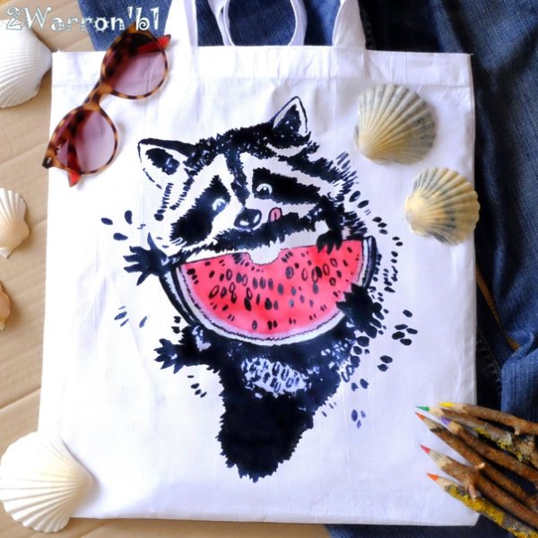 Рисунки на шоппер красками