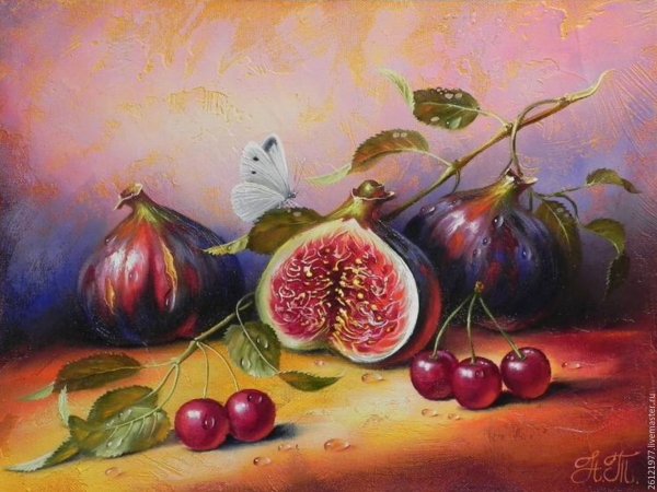 Натюрморт с инжиром живопись