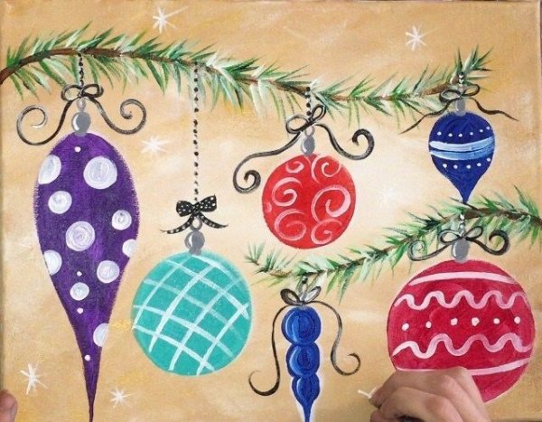 Новогодние рисунки акварелью