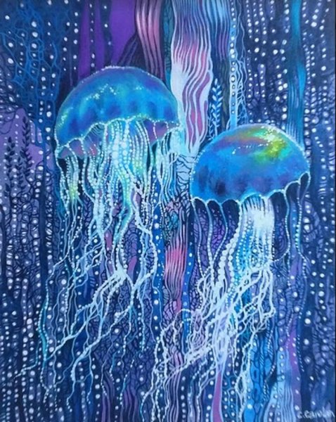 Медуза акриловыми красками