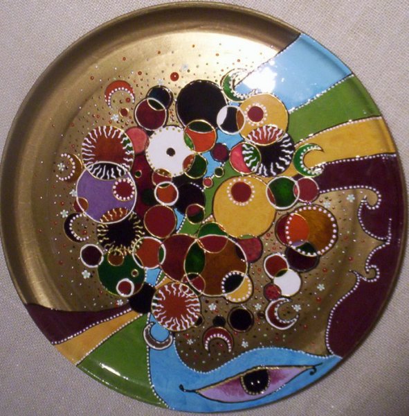 Роспись стеклянной тарелки