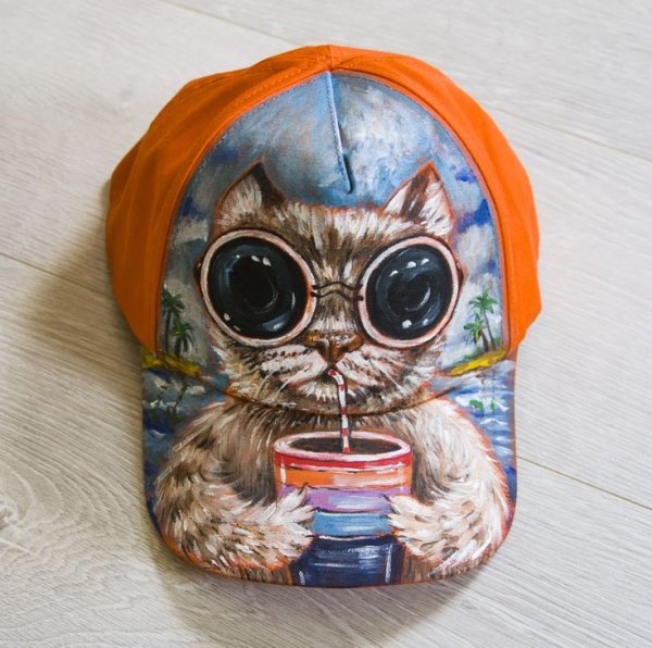 Роспись Кепки акрилом