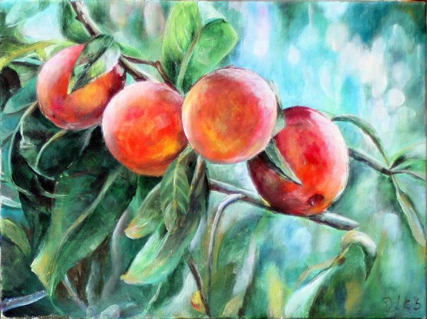 Персики живопись