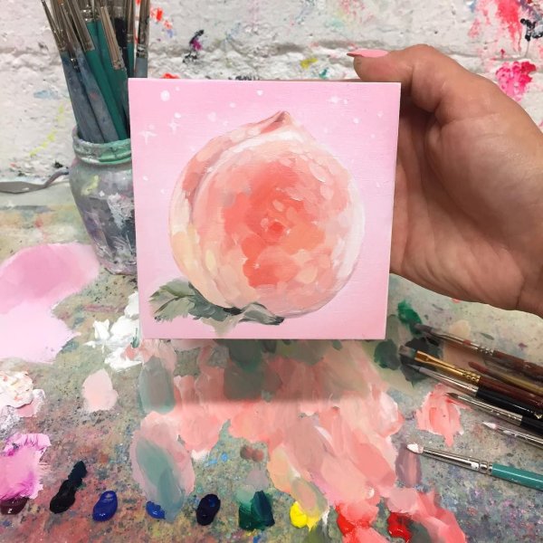 Картина персики акрилом