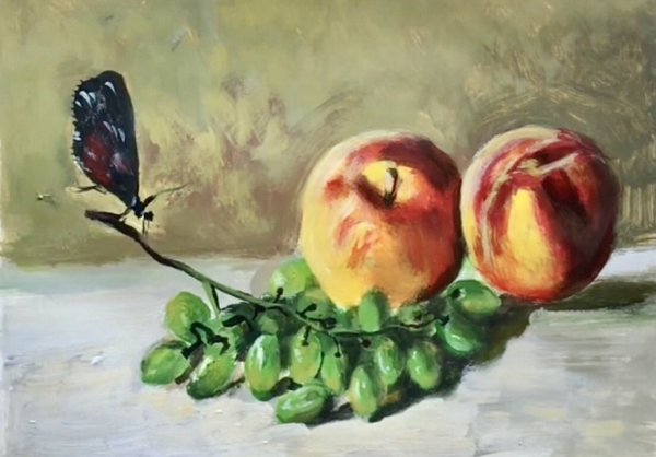 Персик рисунок акрилом