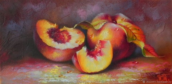 Персики картина маслом