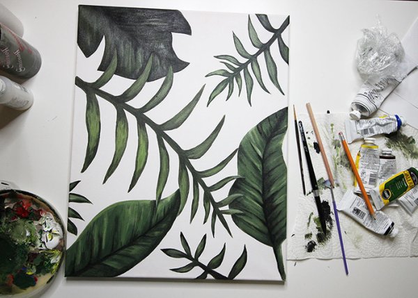 Осенние листья гуашью