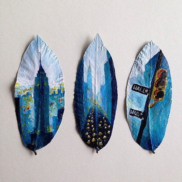 Роспись на листьях деревьев