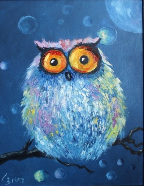 Сова акрилом на холсте