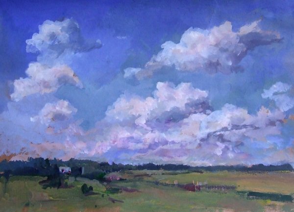 Облака гуашью